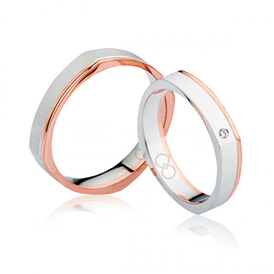 Rose Beyaz Kare Altın Alyans 1905-3