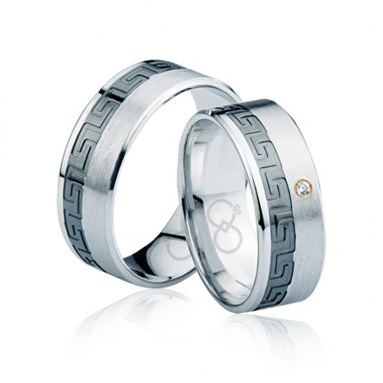 Desenli Beyaz Altın Alyans 2103-3 Desenli Beyaz Altın Alyans 2103-3