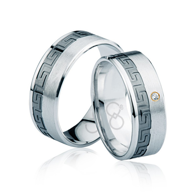 Desenli Beyaz Altın Alyans 2103-3