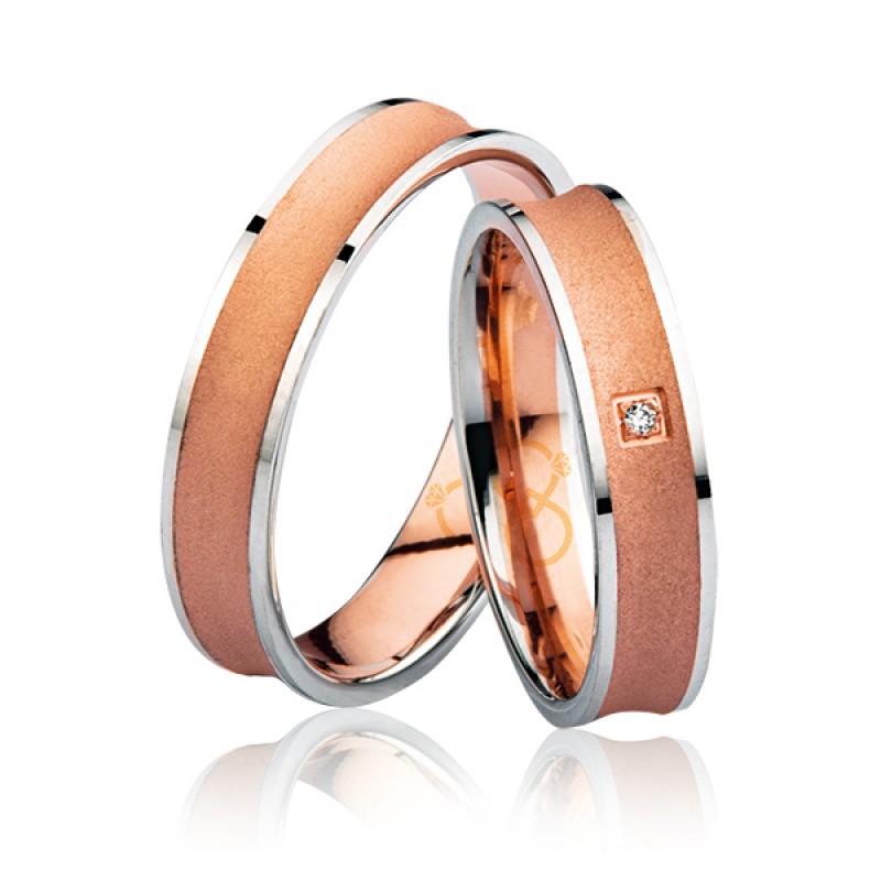 Rose Beyaz Bombeli Altın Alyans 2104-2