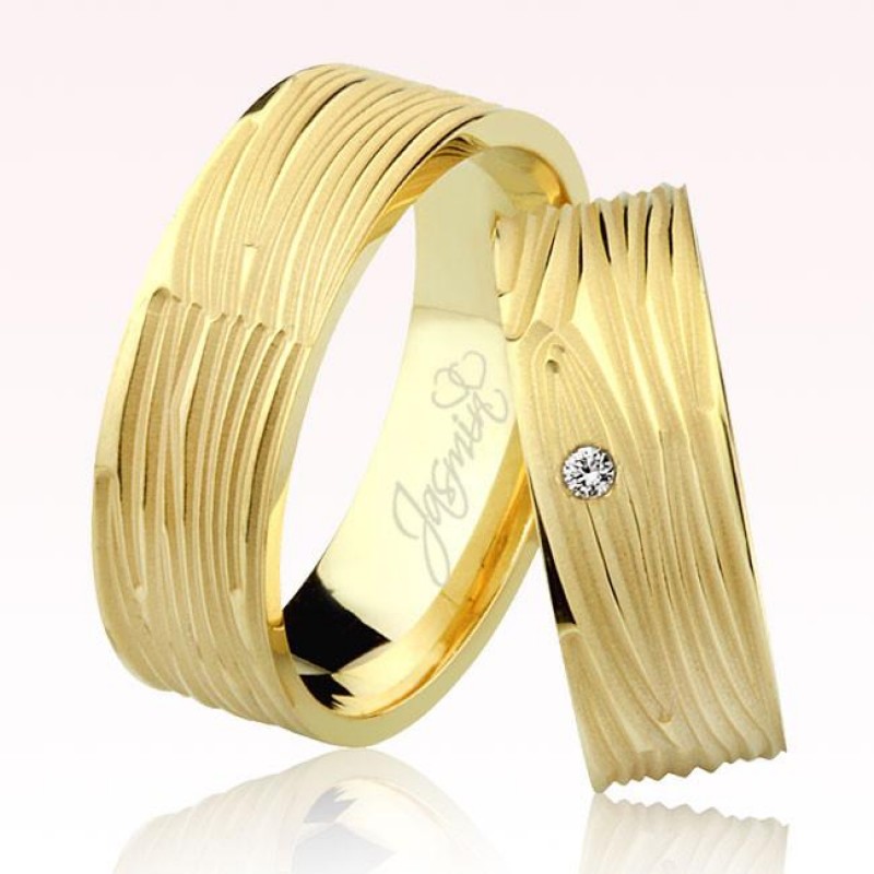 Sarı Desenli Altın Alyans 2405-2