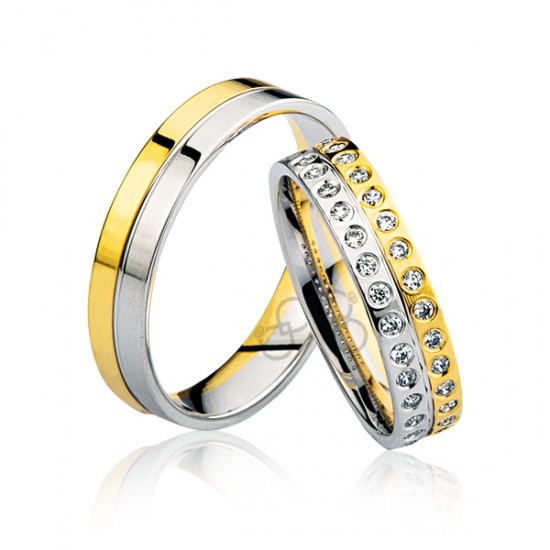 Sarı Beyaz Ful Taşlı Alyans 2405-1