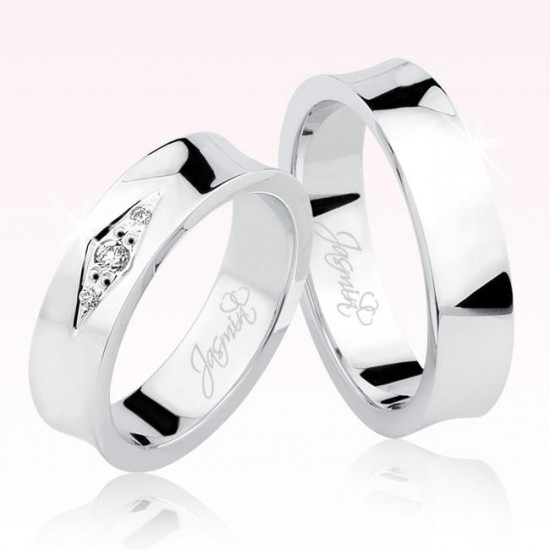 Beyaz Taşlı Altın Alyans 2503-2