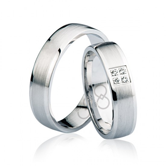 Beyaz Taşlı Altın Alyans 2601-1