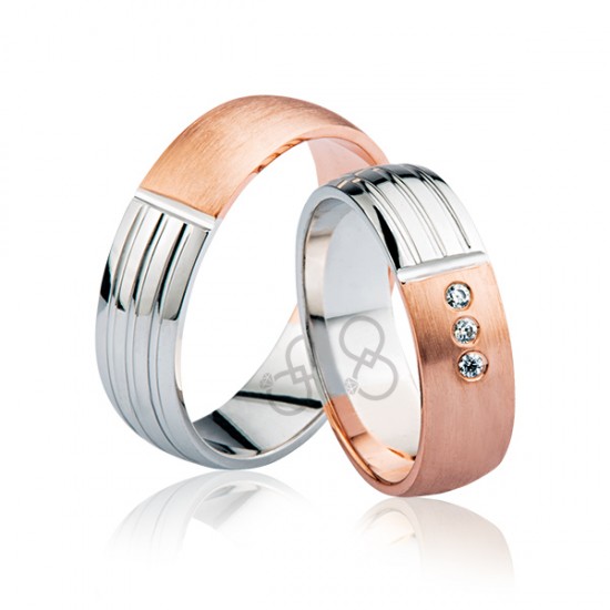 Rose Beyaz Çizgili Alyans 2603-1