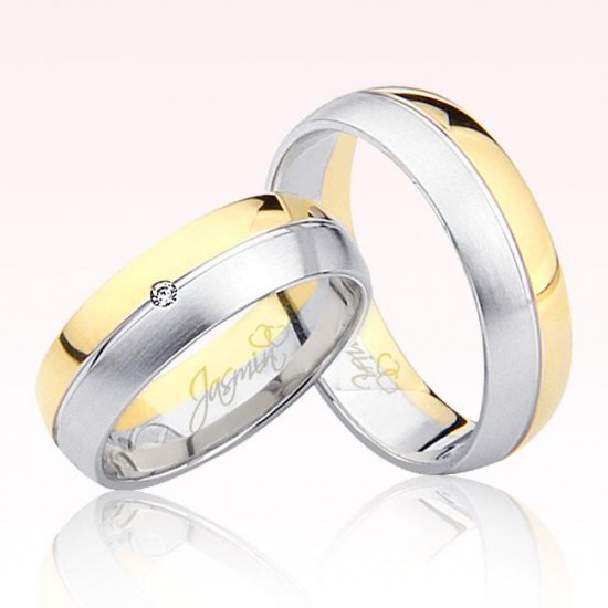 Sarı  Beyaz Bombeli Altın Alyans 2605-2