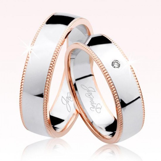 Beyaz Rose Altın Alyans 2702-2 Beyaz Rose Altın Alyans 2702-2