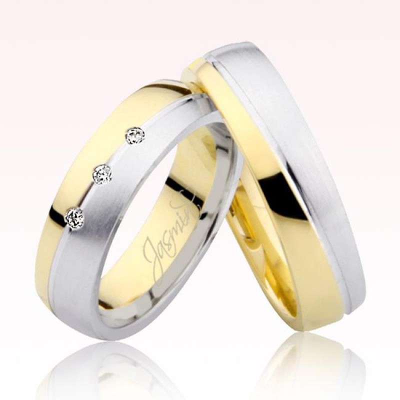 Sarı  Beyaz Bombeli Altın Alyans 2703-2