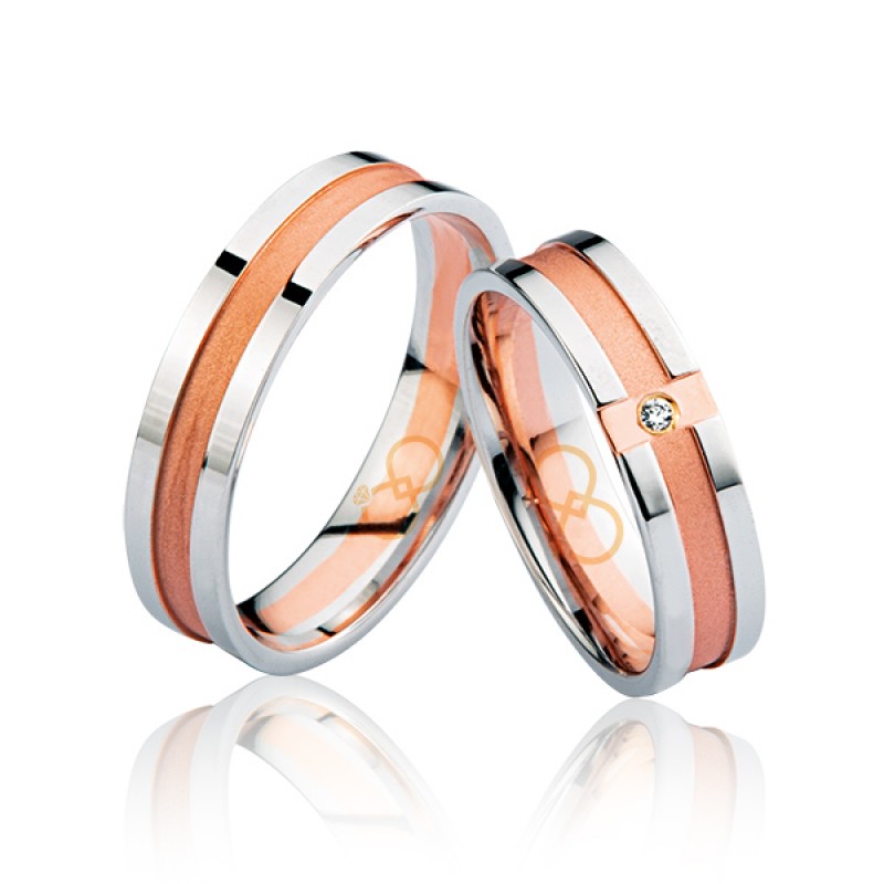 Rose Beyaz Şeritli Altın Alyans 2705-1