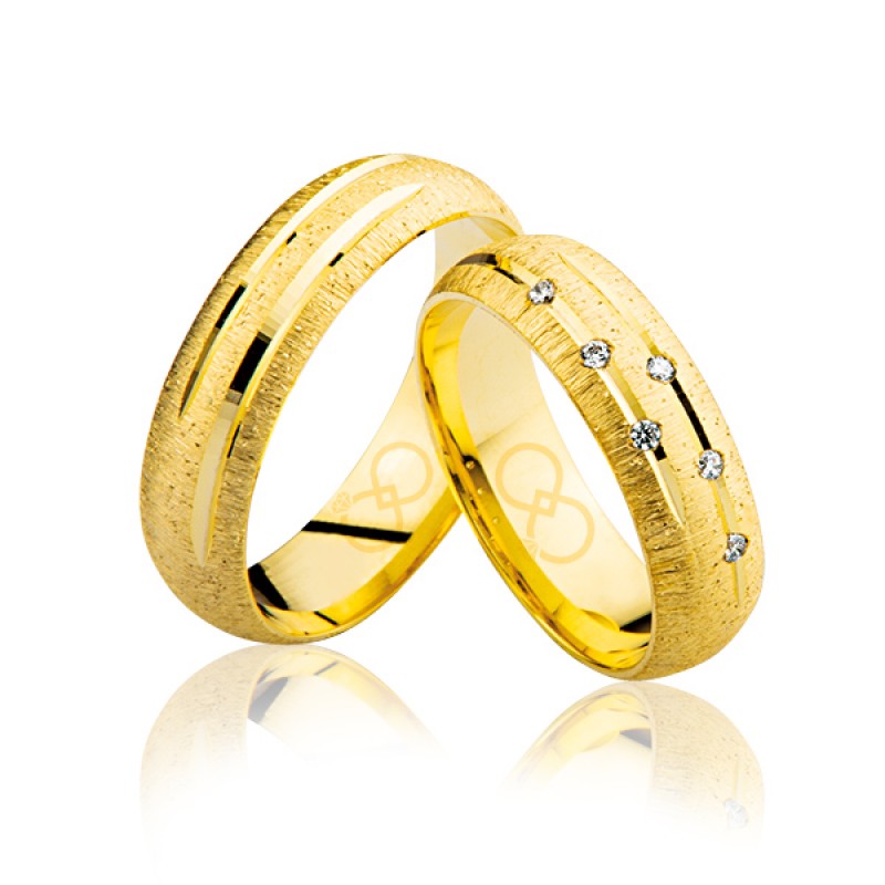 Sarı Bombeli Şeritli Altın Alyans 2801-1