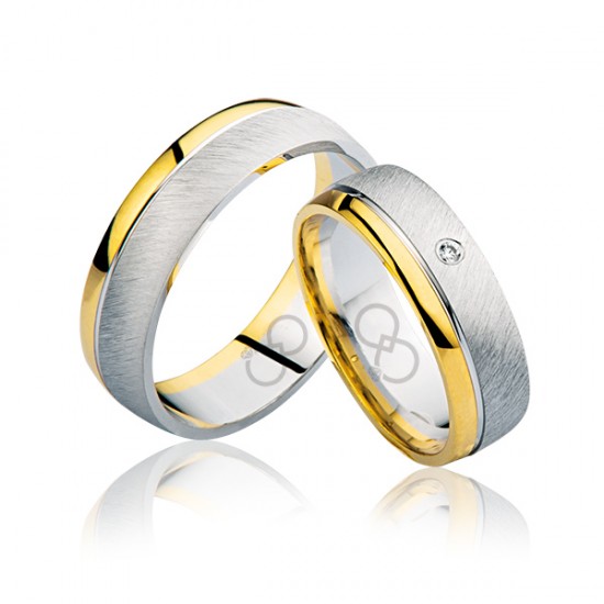 Sarı Beyaz Bombeli Altın Alyans 2805-1