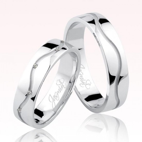 Dalgalı Beyaz Altın Alyans 2901-2