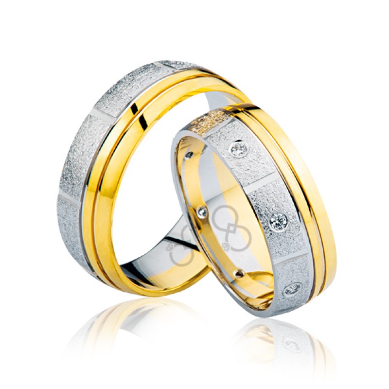 Sarı Beyaz Taşlı Altın Alyans 2905-1 Sarı Beyaz Taşlı Altın Alyans 2905-1