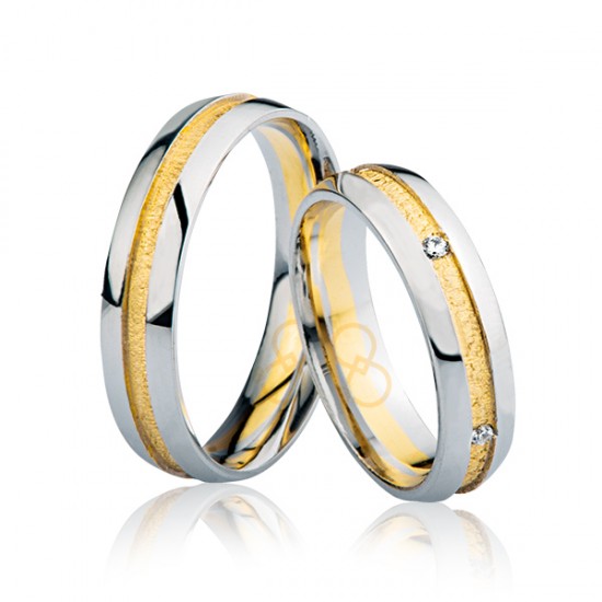 Beyaz Sarı Şeritli Altın Alyans 3002-1 Beyaz Sarı Şeritli Altın Alyans 3002-1