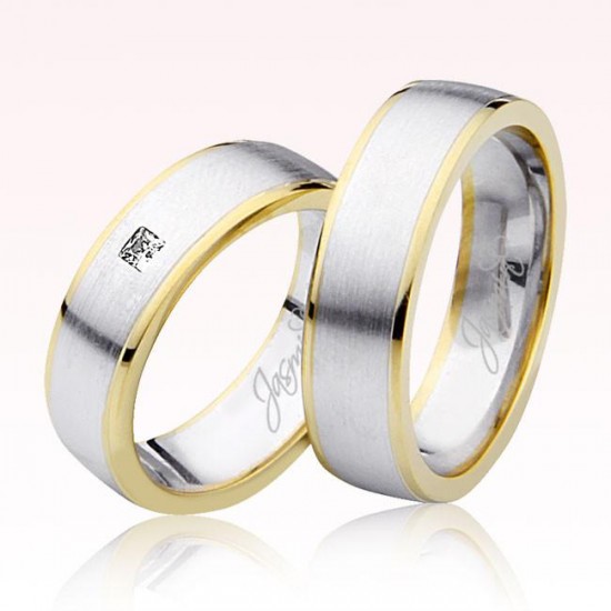 Beyaz Sarı Altın Alyans 3005-2 Beyaz Sarı Altın Alyans 3005-2