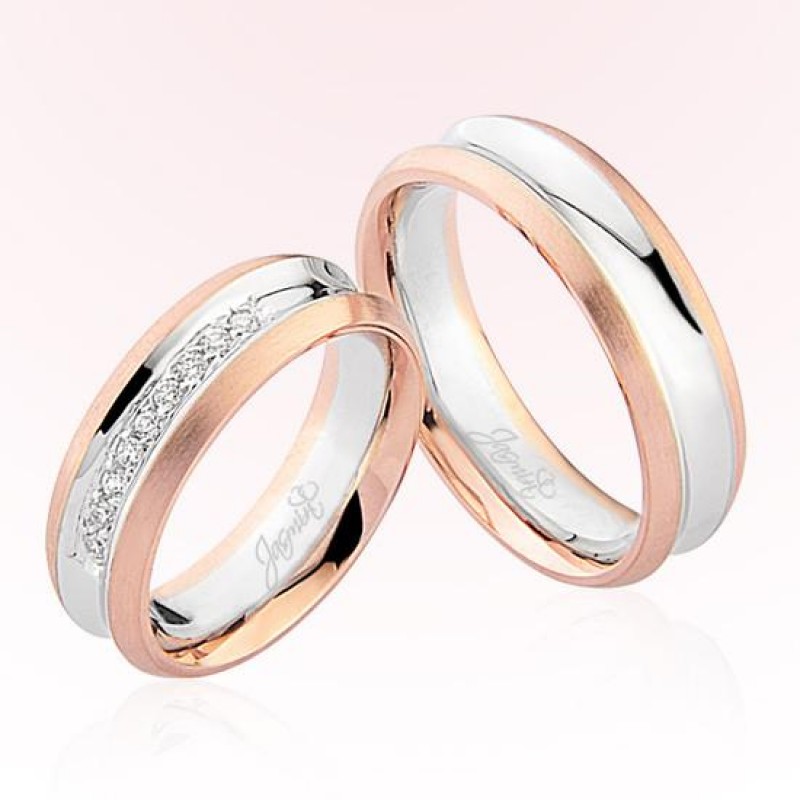 Rose Beyaz Şeritli Altın Alyans 4403