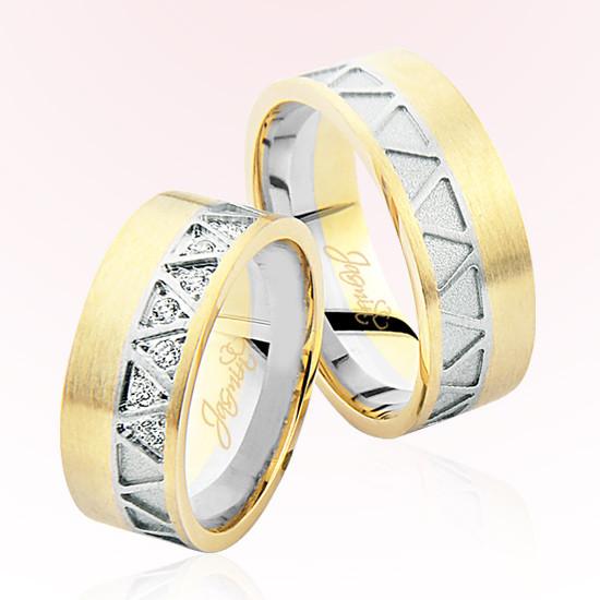 Sarı Beyaz Desenli Altın Alyans 4501