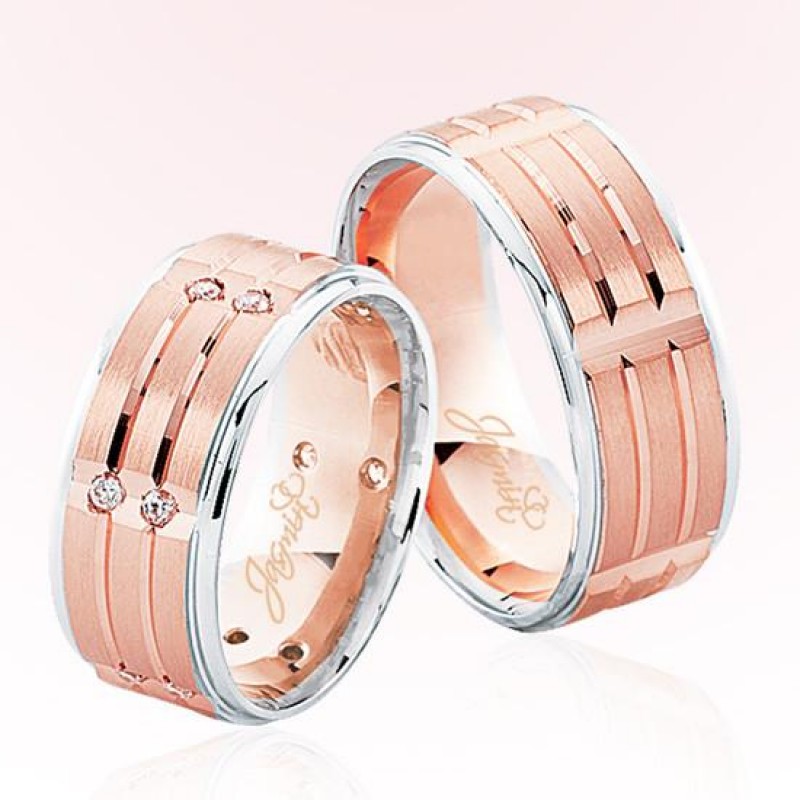 Rose Beyaz Şeritli Altın Alyans 4505