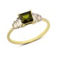 14 Ayar Altın Yeşil Kare Taşlı Yüzük YZK006