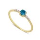 14 Ayar Altın Mavi Yan Taşlı Yüzük YZK007B