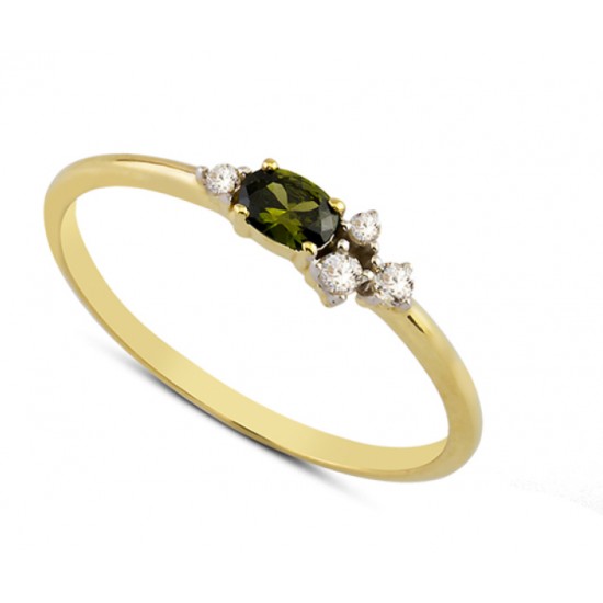 14 Ayar Altın Yeşil Oval Taşlı Yüzük YZK009A 14 Ayar Altın Yeşil Oval Taşlı Yüzük YZK009A