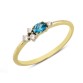 14 Ayar Altın Mavi Oval Taşlı Yüzük YZK009B
