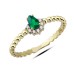 14 Ayar Altın Yeşil Damla Taşlı Yüzük YZK107A