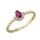 14 Ayar Altın Pembe Damla Taşlı Yüzük YZK107B
