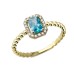 14 Ayar Altın Mavi Baget Taşlı Yüzük YZK108A