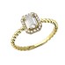 14 Ayar Altın Beyaz Baget Taşlı Yüzük YZK108B