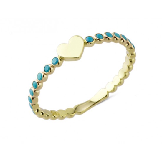 14 Ayar Altın Kalpli Mavi Mini Taşlı Yüzük YZK109C 14 Ayar Altın Kalpli Mavi Mini Taşlı Yüzük YZK109C