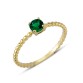 14 Ayar Altın Yeşil Yuvarlak Taşlı Yüzük YZK011A