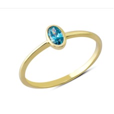 14 Ayar Altın Sıvamalı Mavi Damla Taşlı Yüzük YZK113A