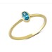 14 Ayar Altın Sıvamalı Mavi Damla Taşlı Yüzük YZK113A