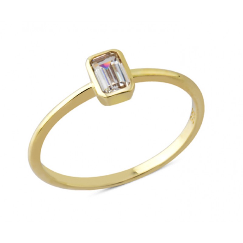 14 Ayar Altın Sıvamalı Baget Taş Yüzük YZK115A