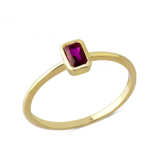 14 Ayar Altın Sıvamalı Mor Taşlı Yüzük YZK115B