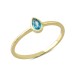14 Ayar Altın Mavi Sıvamalı Damla Taşlı Yüzük YZK117B