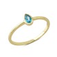 14 Ayar Altın Mavi Sıvamalı Damla Taşlı Yüzük YZK117B