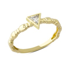 14 Ayar Altın Üçgen Taşlı Yüzük YZK118A