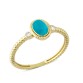 14 Ayar Altın Mavi Taşlı Oval Yüzük YZK119A