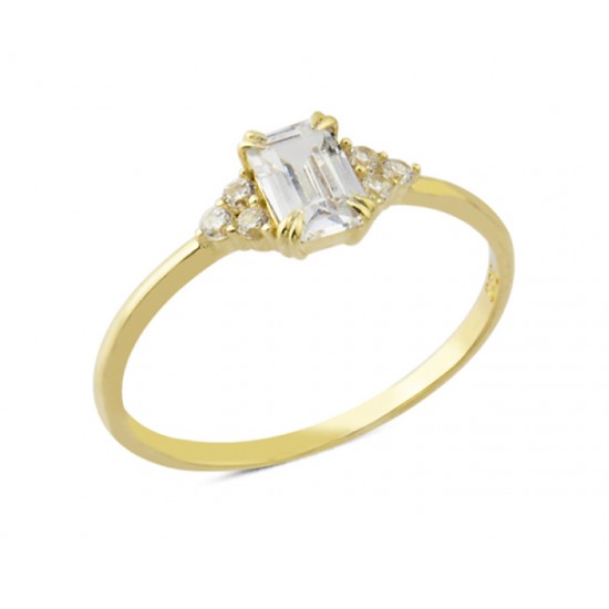 14 Ayar Altın Baget Taşlı Yüzük YZK120A