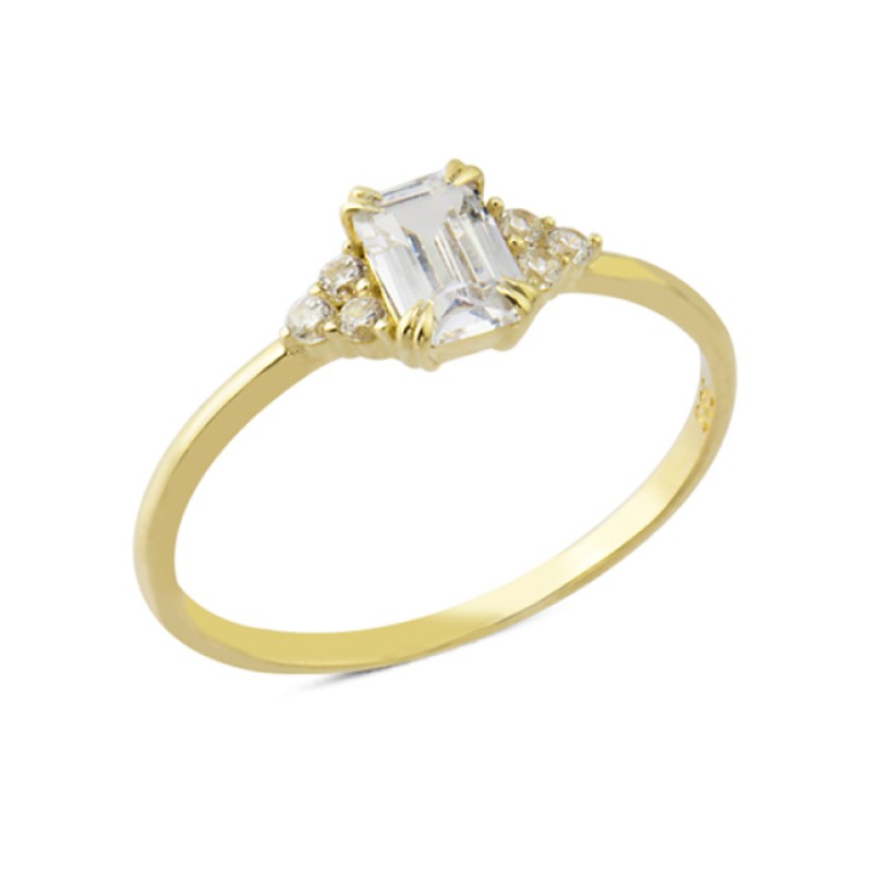 14 Ayar Altın Baget Taşlı Yüzük YZK120A 14 Ayar Altın Baget Taşlı Yüzük YZK120A