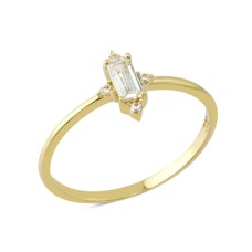 14 Ayar Altın Beyaz Taşlı Kraliçe Yüzük YZK121B