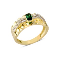 14 Ayar Altın Yeşil Taşlı Fantezi Yüzük YZK124A