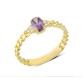 14 Ayar Altın Mor Taşlı Zincir Kollu Yüzük YZK125B