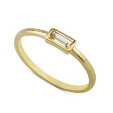 14 Ayar Altın Tek Baget Taşlı Yüzük YZK013