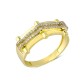 14 Ayar Altın Çift Sıra Taşlı Fantezi Yüzük YZK130