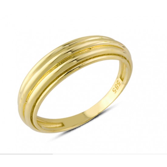 14 Ayar Altın Taşsız Çizgili Yüzük YZK134