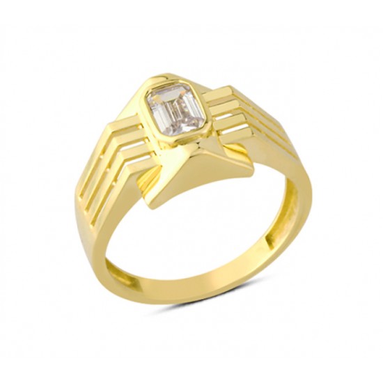 14 Ayar Altın Baget Taşlı Firavun Yüzük YZK138A