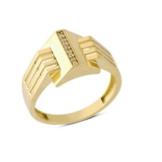 14 Ayar Altın Tek Sıra Taşlı Firavun Yüzük YZK138B